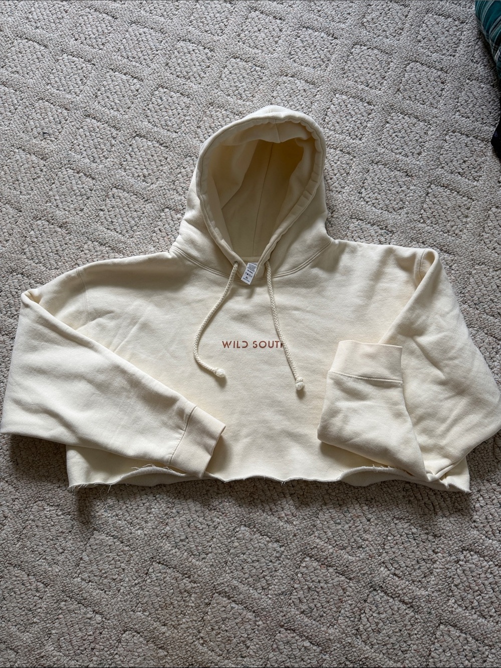 Cream Cropped Hoodie